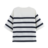 2025 Spring And Summer New Women's Fashion Casual Striped Short Sleeve Collar Collar Blouse Short 2702205