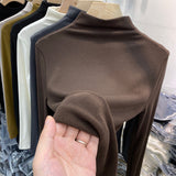 2026 Early Spring Velvet Half-High Collar Bottomed Bottom Shirt Women's Autumn And Winter Atmosphere In The Tight Body And Velvet Grinding Wool Blouse