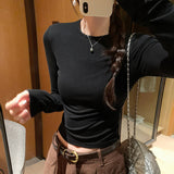 Lyselle Tiansian Is A Beautiful Beautiful Round Collar Long Sleeve With A Bottom Shirt T-Shirt For The Women's 2025 New Top In The Early Autumn