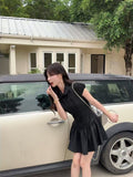 French Academy Style Black Striped Shirt Dress Female Summer Temperament Small Dress Fit Short Skirt Woman