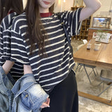 2025 Striped Color Grinding Loose Inside The Bottom Shirt Women's Autumn And Winter Korean Design Feeling Long-Sleeved T-Shirt Top