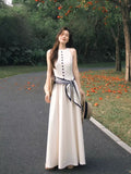 White Long Dress Women 2026 Spring And Summer New Gentle Temperament French Waistless Feeling Sleeveless Long Skirt