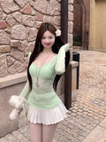 Design Sensing Sunscreen Shirt Women's 2026 New Summer Long-Sleeved T-Shirt Lean Thin Mint Green Top