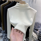 2026 Early Spring Velvet Half-High Collar Bottomed Bottom Shirt Women's Autumn And Winter Atmosphere In The Tight Body And Velvet Grinding Wool Blouse