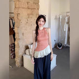 New Niche T-Shirt Tidly Sleeveless Top Design Sense Of Irregular Splicing Slings Vest Women's Clothing Early Spring