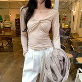 Lyselle Silk Wool Pure Desire To Ripen Niche Twisting V-Neck Purple Inside The Bottom Shirt Women's Winter New Top