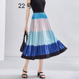 2025 New High-Rise Half-Dress Woman Tight Waist Ink Print Design Sense A-Character Skirt In The Long Folded Skirt