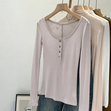2026 Early Spring European Goods Explosion Thin Henry Inside Hit Bottom Shirt Women Spring Chic Sweet Wearing Long-Sleeved T-Shirt