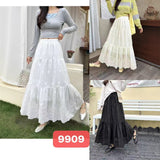 2026 New Fashion Embroidery Splicing Skirt High Waist Tight Design A-Word Solid Half-Body Skirt