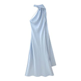 2025 Autumn New Women's Fashion Simple Ribbon Hanging Neck-Laught Dress