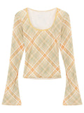 Hottie Thromy U-Neck Long-Sleeved T-Shirt Girl In The Spring Do Not Go To The Waist-Repair Bottom Shirt With A Short Blouse