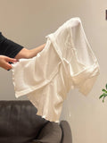 White Wooden Ear Fake Two Bows Short-Sleeved T-Shirt 2026 Summer Lace Folds Repair Body Coat