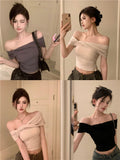 Apricot-Slender Shoulder Short-Sleeved T-Shirt For Women's Summer 2025 New Stew Bm Hottie Sexy Short Top