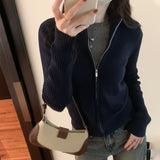 2026 Early Spring Simple Atmospheric Solid Color Pit Knitted Shirt Jacket Early Autumn New Coat Woven Cardigan Niche Wear