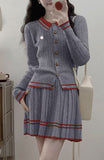 2025 Autumn And Winter New Japan And South Korea Embroidery College Wind Polo Lead Long Sleeve Knitted 100-Fold Skirt Two Sets Of Early Autumn