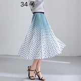 2025 New High-Rise Half-Dress Woman Tight Waist Ink Print Design Sense A-Character Skirt In The Long Folded Skirt