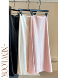 2025 New Thick Acetic Acid Fascination Silk Gloss Fishtail Half Skirt Women's A-Word Bag Hips Thin-Skinny Skirt