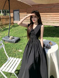 Black Dress Sleeveless Design French Temperament V-Neck Long Dress Hepburne Skirt Women's Summer 2026 New