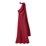 2025 Autumn New Women's Fashion Simple Ribbon Hanging Neck-Laught Dress