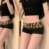 Clammed Leopard-Print Casual Pants Women Summer New Low-Waisted A-Character Trousers Babes Babes Shorts Small Hips Hot Trousers