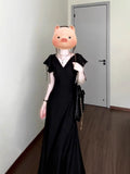 Hepburn French Black V-Neck Dress Women's Summer 2025 New High-End Temperament Gentle Dress