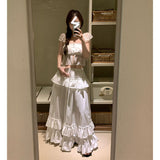 2025 Summer New Summer Summer Sweetheart Lace Slings Korean Version Of Simple Shirt Seaside T-Shirt