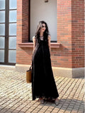 French Tea Winding V-Neck Sleeveless White Dress Women's Summer Loose And Thin Lazy Texture Long Holiday Dress