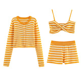 2026 New Striped Knitted Blouse 2142264 Coat 2142261 Trousers 2142262 Set