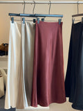 2025 New Thick Acetic Acid Fascination Silk Gloss Fishtail Half Skirt Women's A-Word Bag Hips Thin-Skinny Skirt