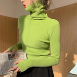 Heap High-Necked Cover Finger Tight-Up Sweater Women 2026 Autumn And Winter New Knitted Bottom Shirt Full Of Long Sleeve Tops