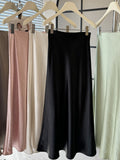 2025 Acetic Acid Vertic Acid Vertinated Fish Tail Half-Dress Femininity Simple Hanging Thin Bag-Butbated A Word Long Skirt