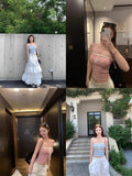 Clamming Striped Knitted Bra Vest Women's Summer French Small Pure Lust Style Under The Bottom Of The Repair Short Top