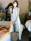 New Gentle Three-Dimensional Flower Dress Summer Holiday French Fairy Seaside Sleeveless Thin Temperament Long Dress