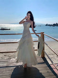 Small Luxury Sling Dress Woman 2025 New Seaside Vacation Lotus Side Temperament High-End Fishtail Dress
