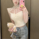 2025 Small Flying Sleeve Lace Sling Vest Women Wearing Summer Hot Hot Tat Tat Thai Niche
