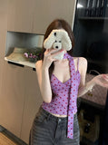 French Wave Point Print V-Neck Sling Vest Women's Summer Design Sense Niche Hottie With A Short Top