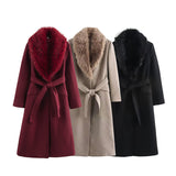 2025 Autumn New Wool Coat Women's Fashion Temperament With Fur Tie 9225147