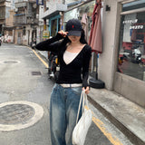Lyselle Tiansi Black Fake Two-Piece Bottomed Woman Can Wear A Niche Long-Sleeved T-Shirt Top
