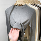 2026 Early Spring Half-Necked Bottom Shirt Women Autumn And Winter Threaded Elastic Soft-Haired Skin Grinding Inside The Coat