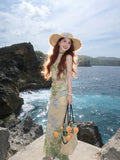 New Chinese Retro Sling Dress Woman's New Elegant Waist Repair Open Bag Hip Skirt Fishtail Skirt Two-Piece Set Of Women