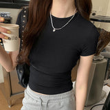 Direct Gray Short-Sleeved Women Spring And Summer 2026 Early Spring Simple Positive Shoulder Repair Fashion Sympathize With Small Man's Top