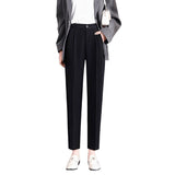 Grey Suit Pants Women Summer Thin High-Waisted Vertical Light Loose Thin Nine Points Leisure Small Cigarette Tube Pants