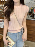 2026 Summer New Hollow Knitted Short-Sleeved T-Shirt Women's Unique Super Beautiful Body-Scuffed Ice Silk Top
