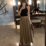 Cotton-Sle Leg Skirts 2025 Summer New High-Waisted Loose-Fitting Casual Pants Skirts With Thin Hanging Linen Skirts