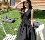 Black Dress Sleeveless Design French Temperament V-Neck Long Dress Hepburne Skirt Women's Summer 2026 New