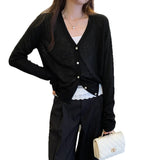 Wool V Collar Fruit Green Thin Skirt With Knitted Shirt Coat Women's Early Autumn 2025 New Long-Sleeved Top
