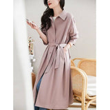 Classic Hepburn Style Long Wind Wind Wind 2025 Spring And Autumn New Fashion Personality Loose Tichale With Thin High-End Coat