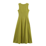 2025 Spring And Summer New Women's Fashion Elegant Square Neckless Dress 6962030