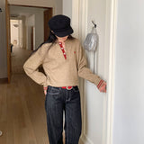 Great-Looking Inside Sweater Loose Long-Sleeved Knitted Bottom Shirt Women Autumn And Winter Light People Know The Old Money Style To Wear On The Top