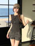 Vintage Henry Collared Word Vest Women Wearing Unique Beautiful Big Looking Waist Babes Sleeveless Top